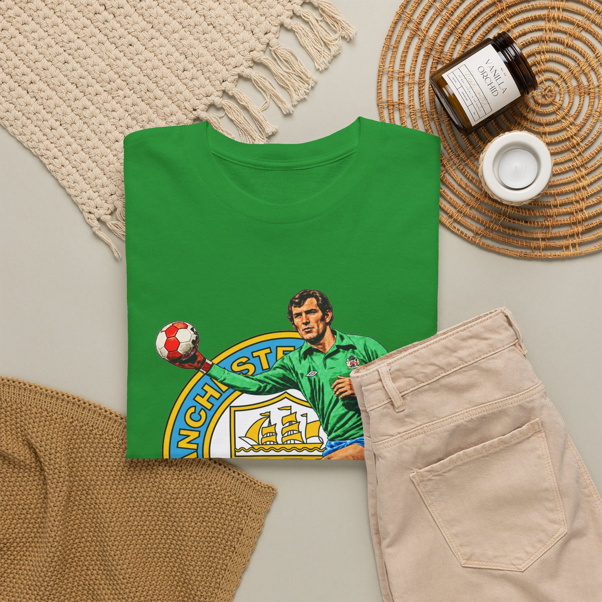 Joe Corrigan Manchester City Crest T-Shirt — Vintage Football Player Graphic Tee