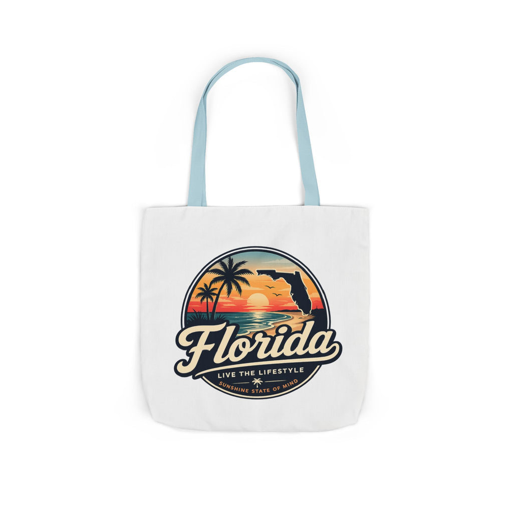 Florida Sunset Canvas Tote Bag — Retro Palm Beach Design