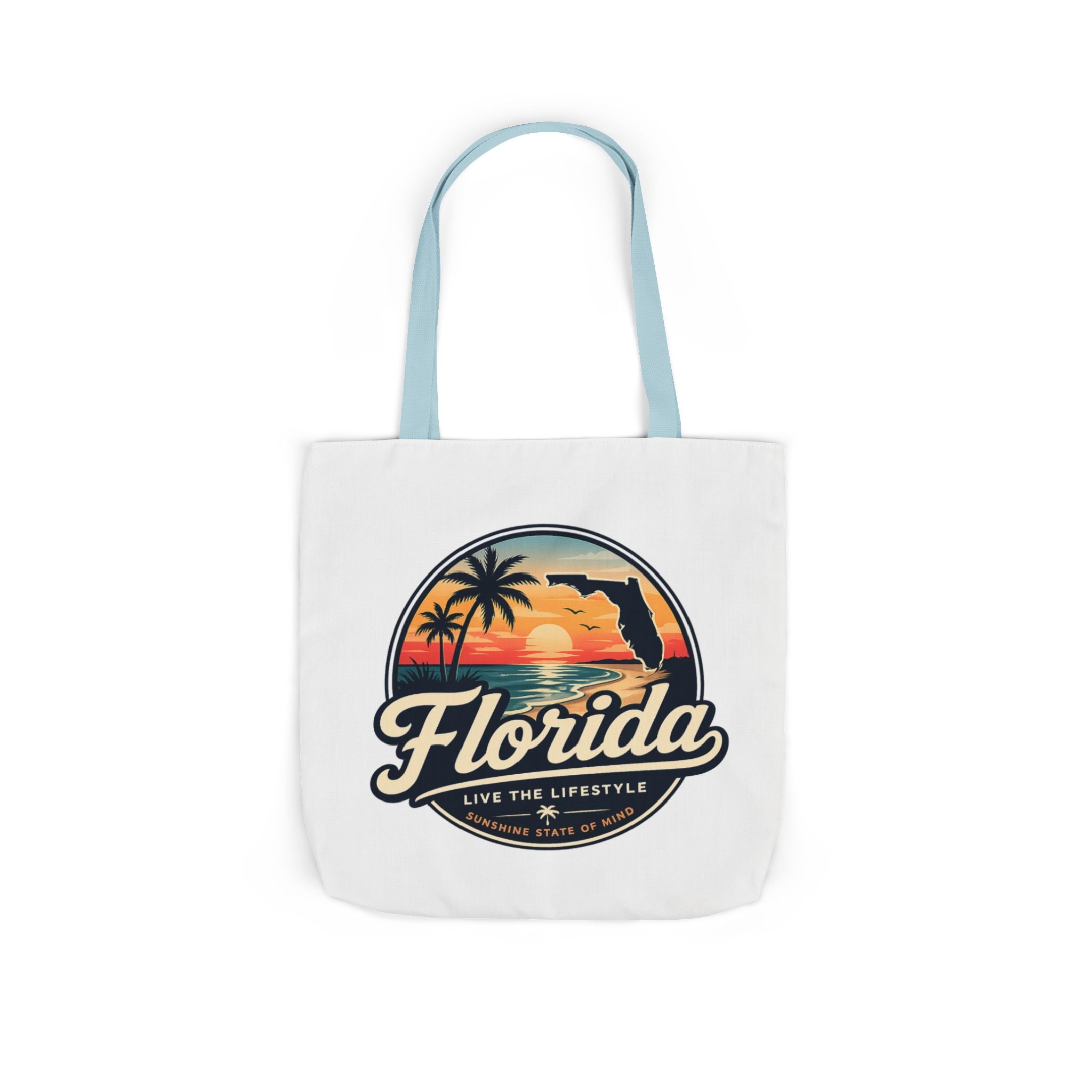 Florida Sunset Canvas Tote Bag — Retro Palm Beach Design