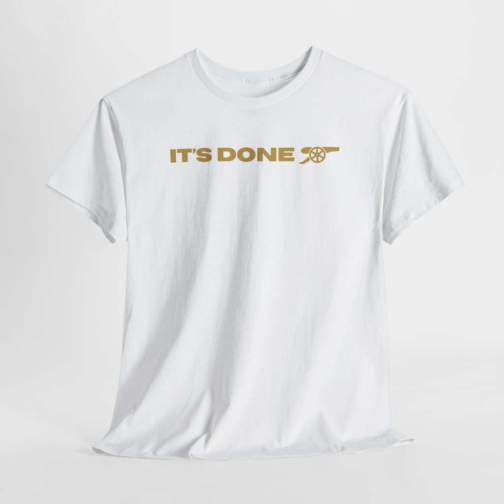 It's Done Arsenal Champions T-Shirt – Minimalist Gold Script Tee