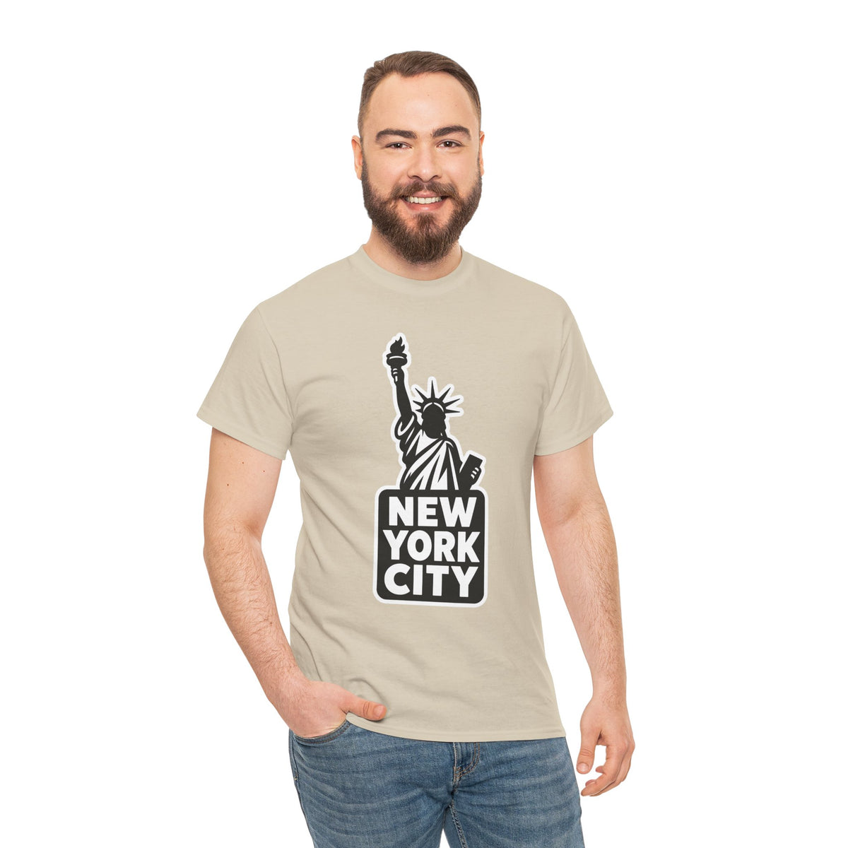 New York City Statue of Liberty Graphic Cotton T-Shirt / Tee