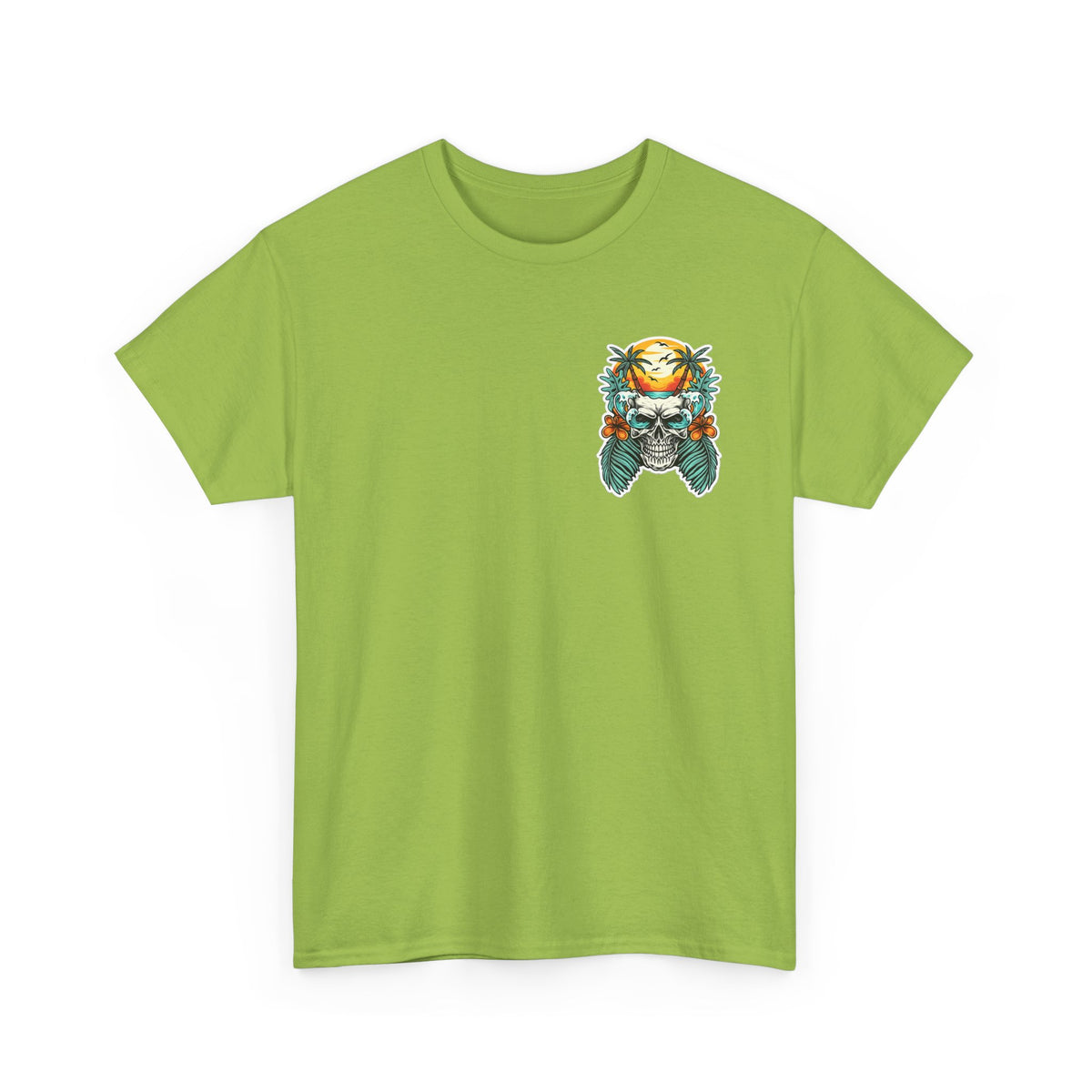 Tropical Skull Tee — Sunset Palm Beach Skull T-Shirt