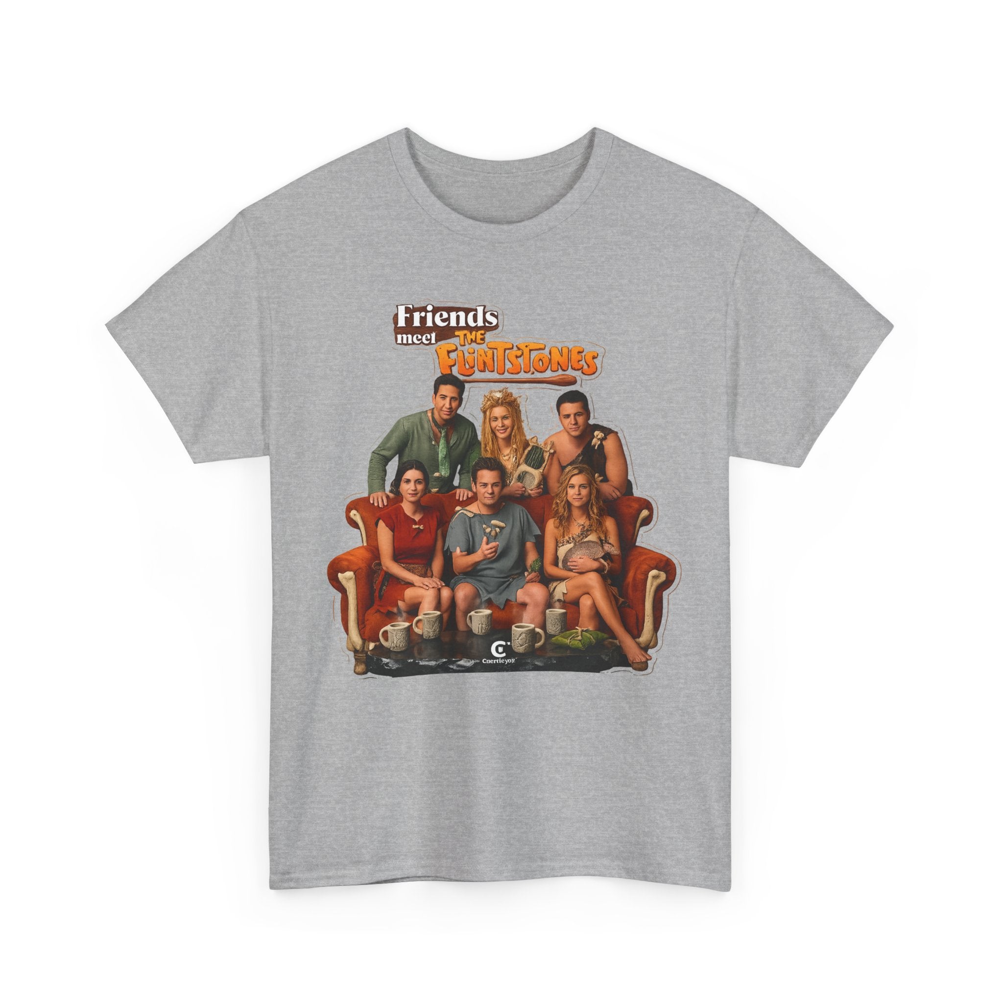 Friends meets the Flintstones TV Sitcom Cast Graphic Tee — 'Friends' Retro Couch Design