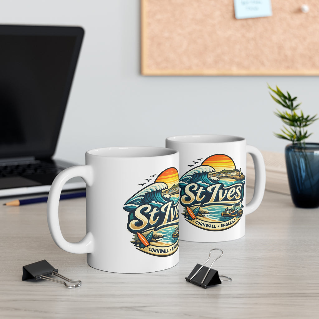 St Ives Cornwall Surf Mug — Ceramic Coffee Cup (11oz & 15oz)