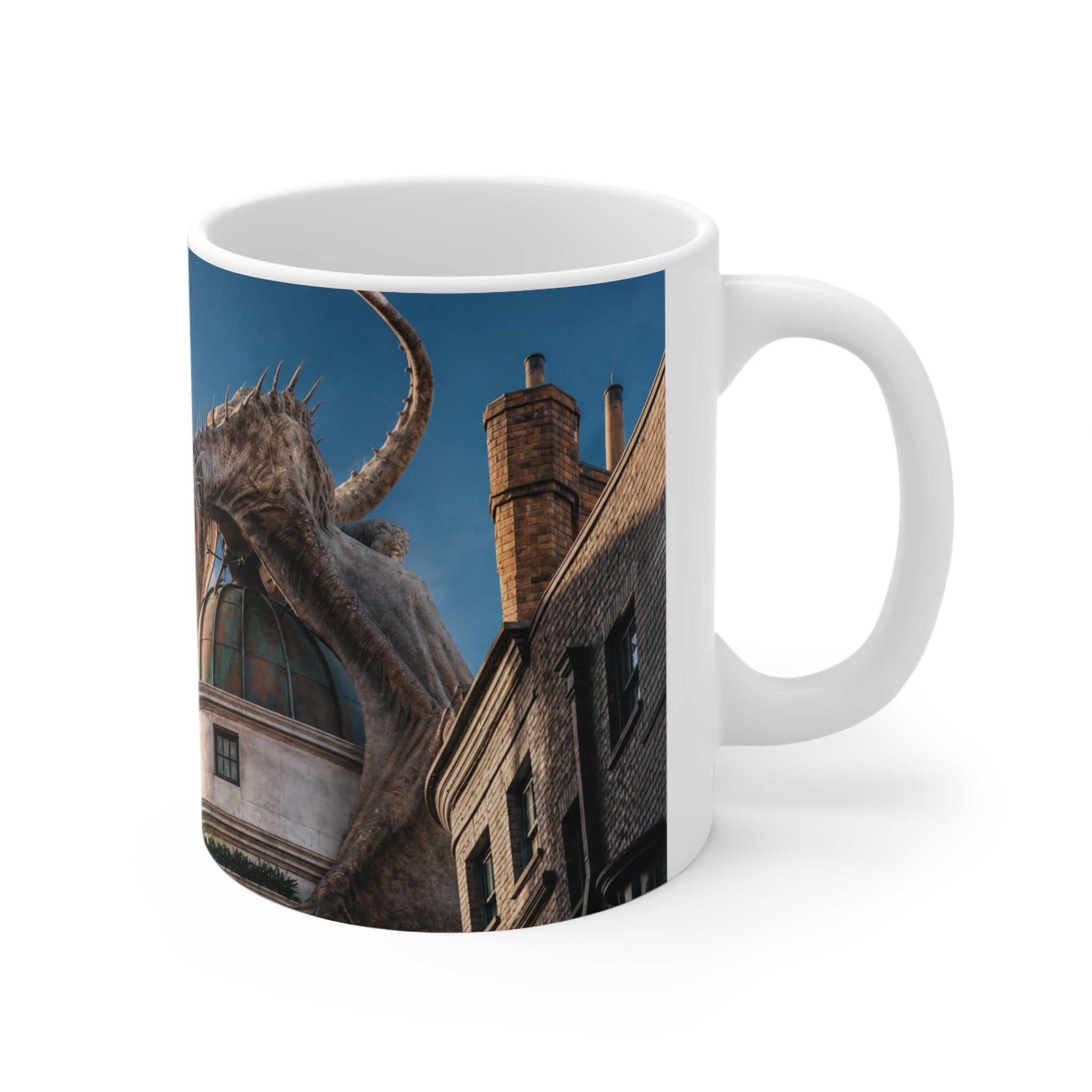 Harry Potter Dragon Fire Ceramic Mug — Fantasy Castle Scene Coffee Cup (11oz/15oz)