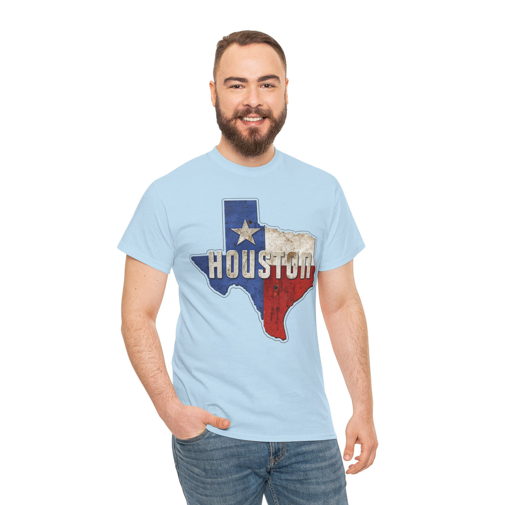 Houston Texas Flag Graphic Tee — Vintage State Outline T-Shirt