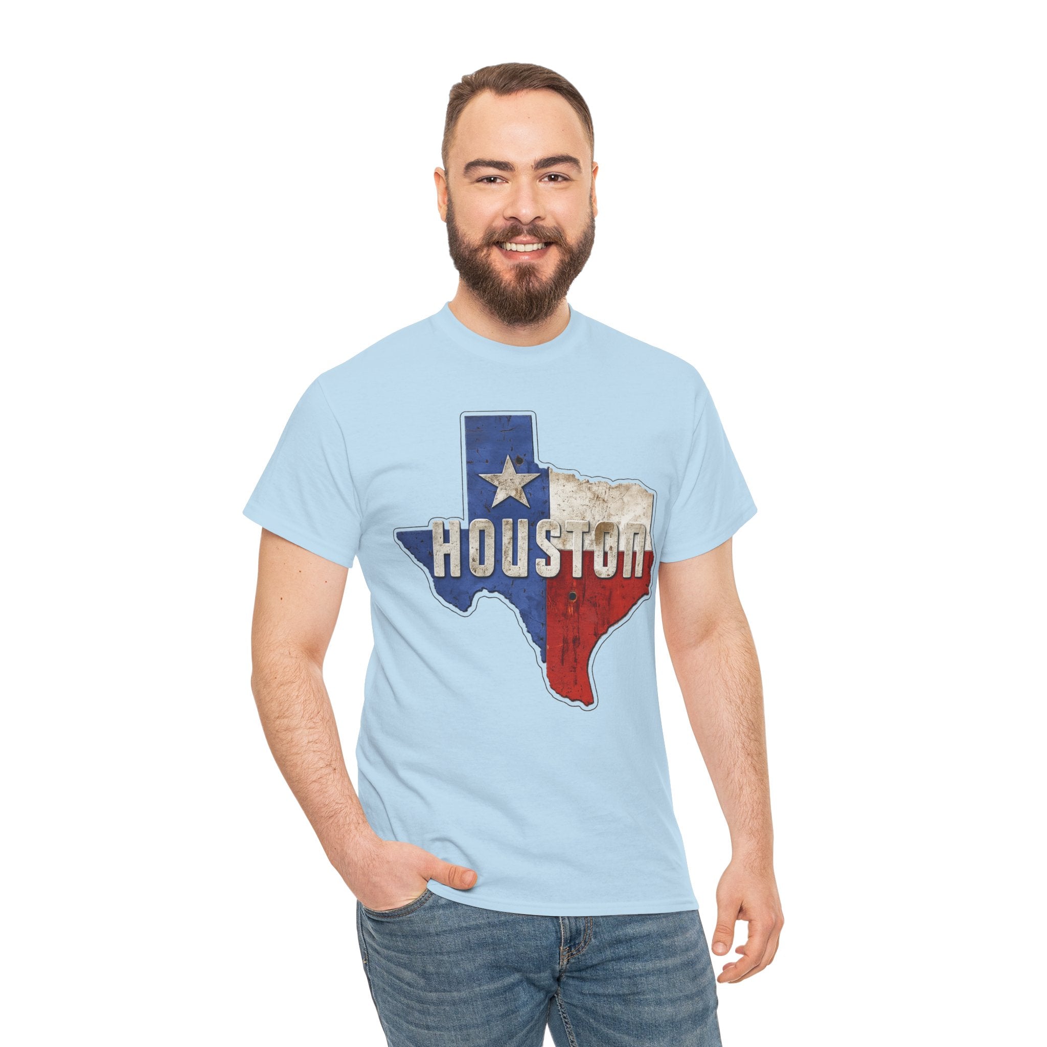 Houston Texas Flag Graphic Tee — Vintage State Outline T-Shirt