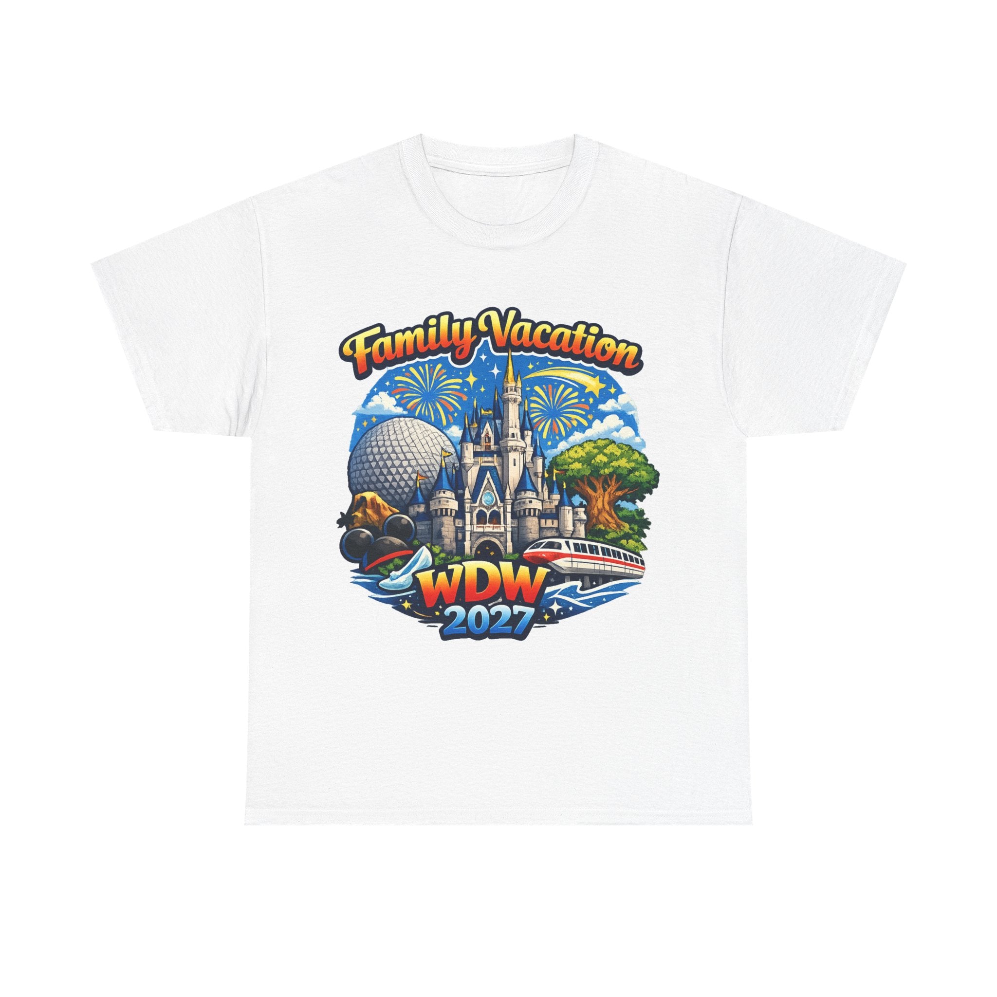 Family Vacation WDW 2027 T-Shirt – Disney Park Castle & Fireworks Vacation Tee