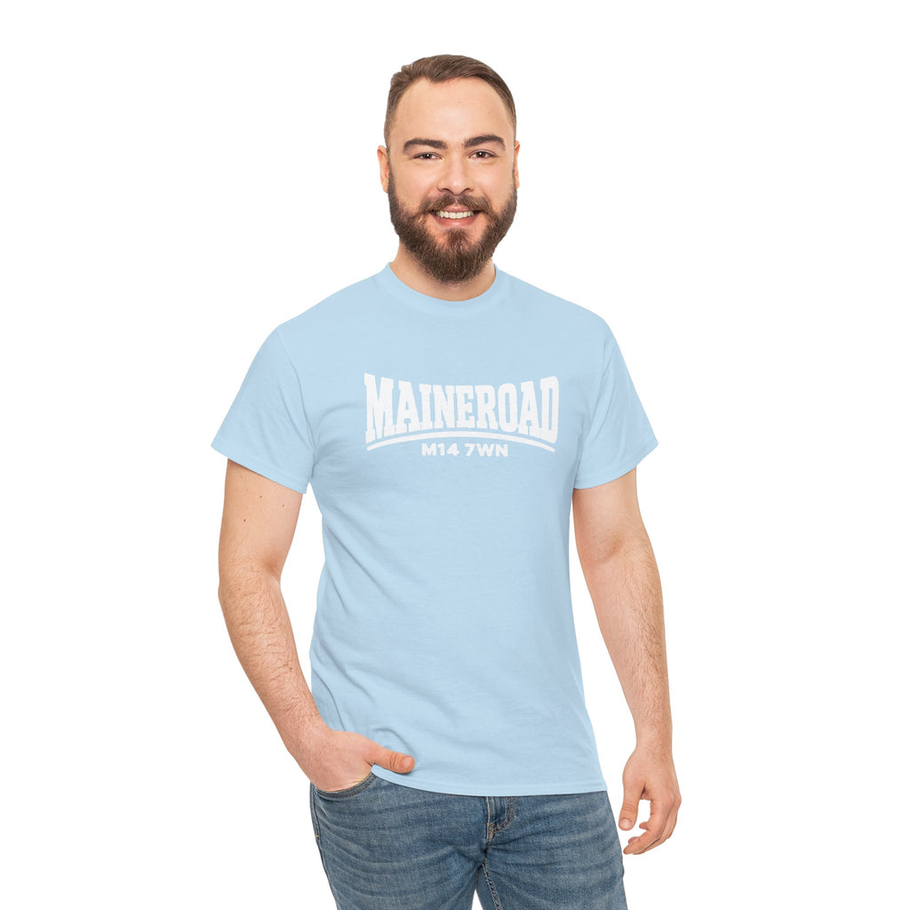Maine Road Manchester City Cotton T-Shirt — M14 7WN Maine Graphic T-Shirt