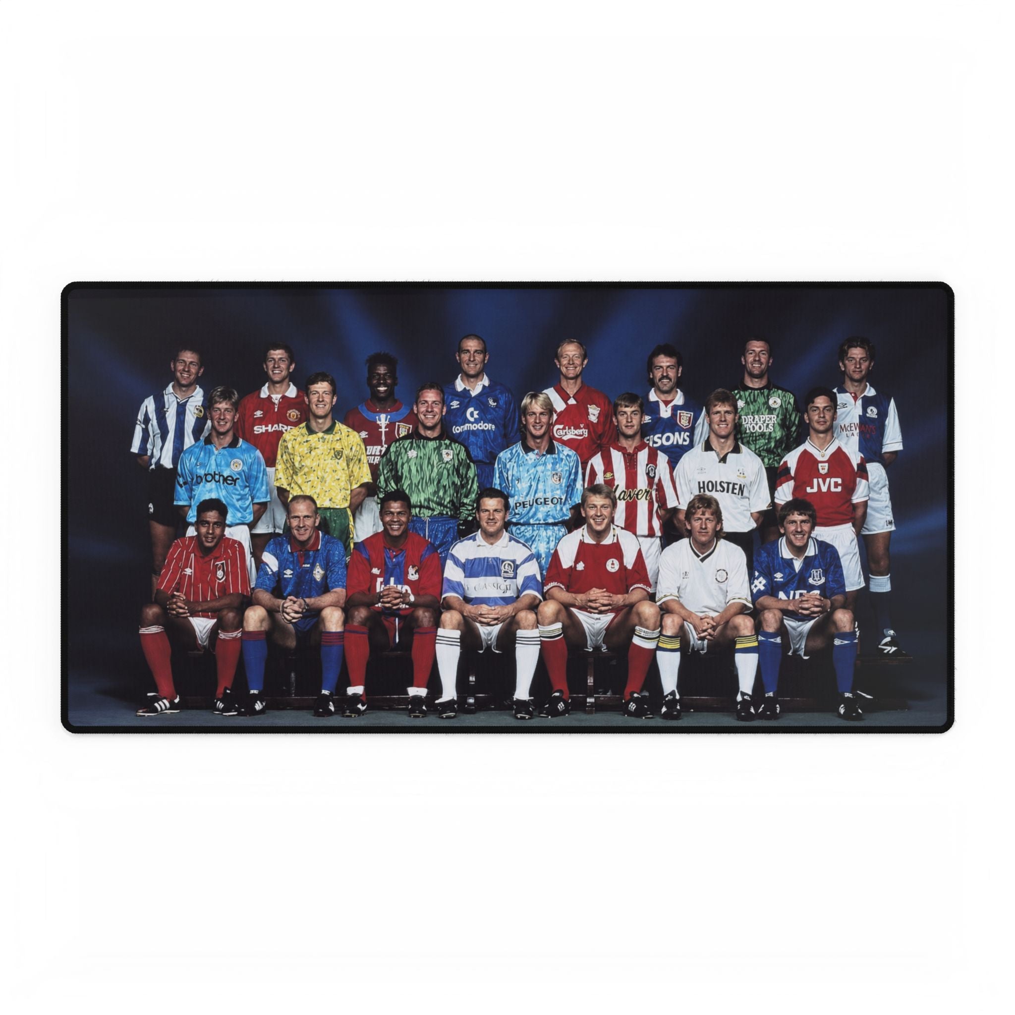 Retro Premier League Football Legends Team Portrait Desk Mat — Large Gaming/Office Mousepad