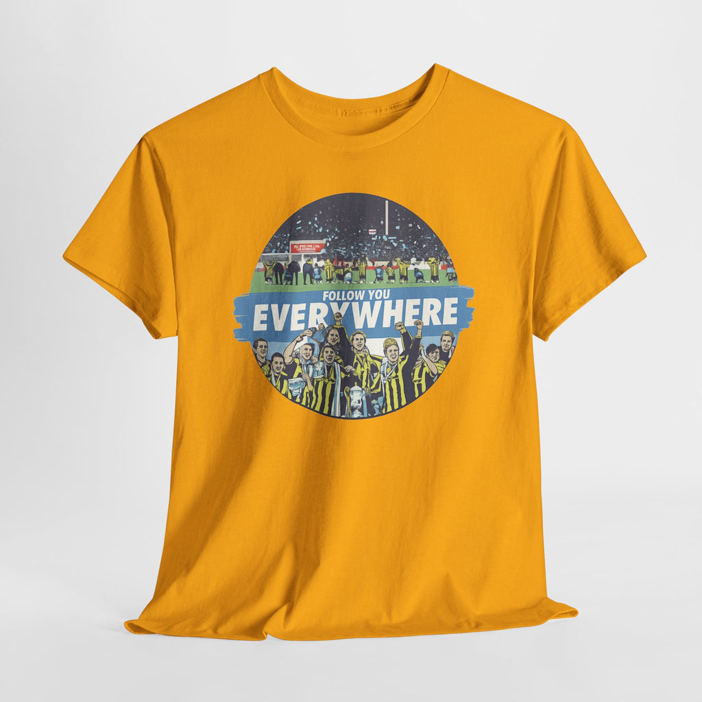 Manchester City Everywhere Soccer Crowd Graphic Tee — 'Follow You Everywhere' Fan Shirt