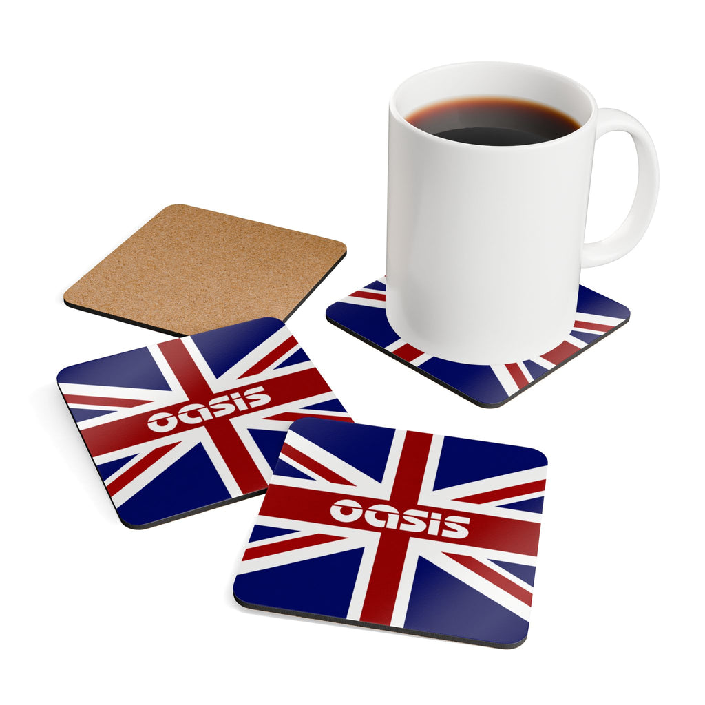 Oasis Union Jack Cork Coaster Set — British Flag Drink Coasters (4-Pack)