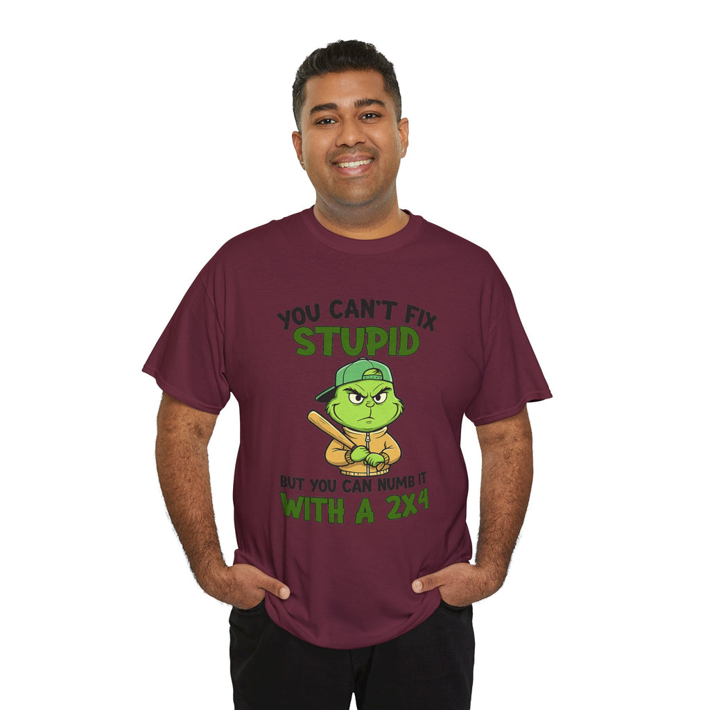 Funny Carpenter T‑Shirt — "You Can't Fix Stupid But You Can Numb It With a 2x4"