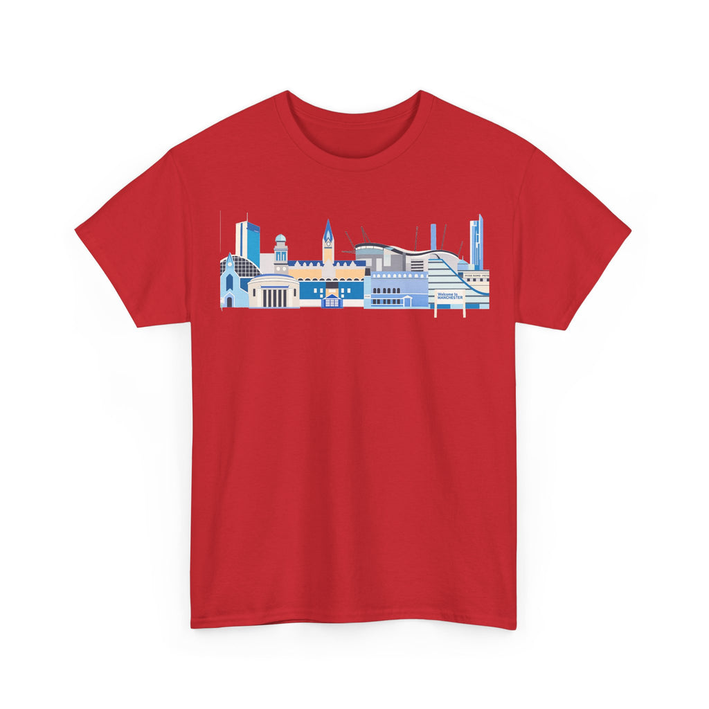 Manchester City Skyline Tee — Minimal Blue Urban Landscape T‑Shirt