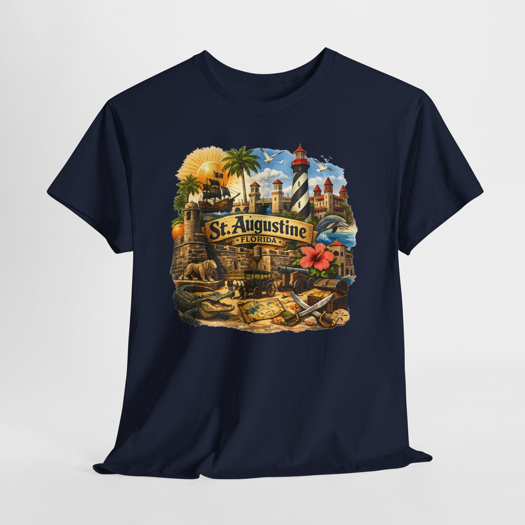 St. Augustine Florida Vintage Travel Tee — Retro Beach & Lighthouse Souvenir T-Shirt