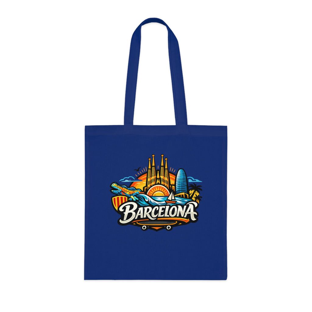 Barcelona Skyline Cotton Tote — Souvenir Travel Beach Bag