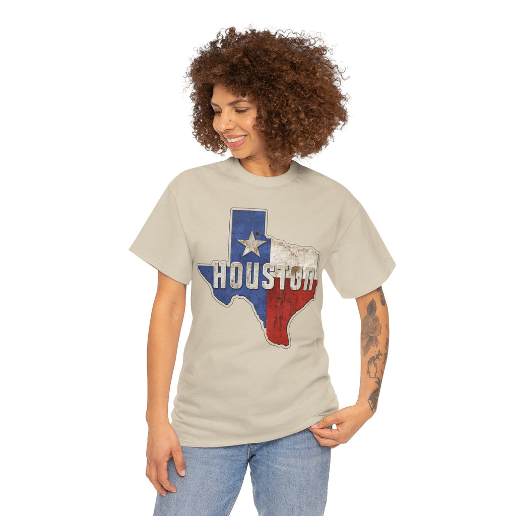 Houston Texas Flag Graphic Tee — Vintage State Outline T-Shirt