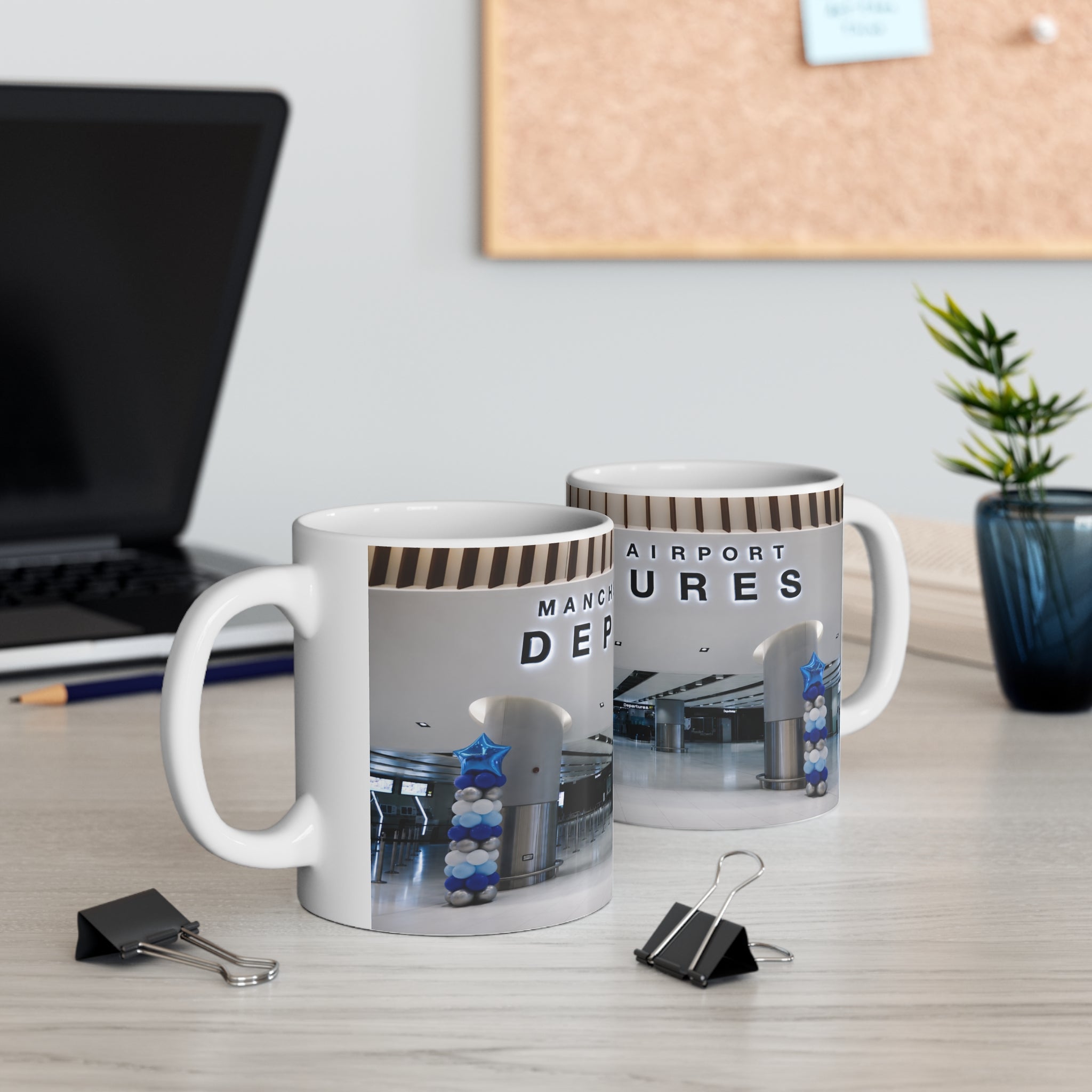 Manchester Airport Departures Terminal 2 Ceramic Coffee Cup (11oz & 15oz)