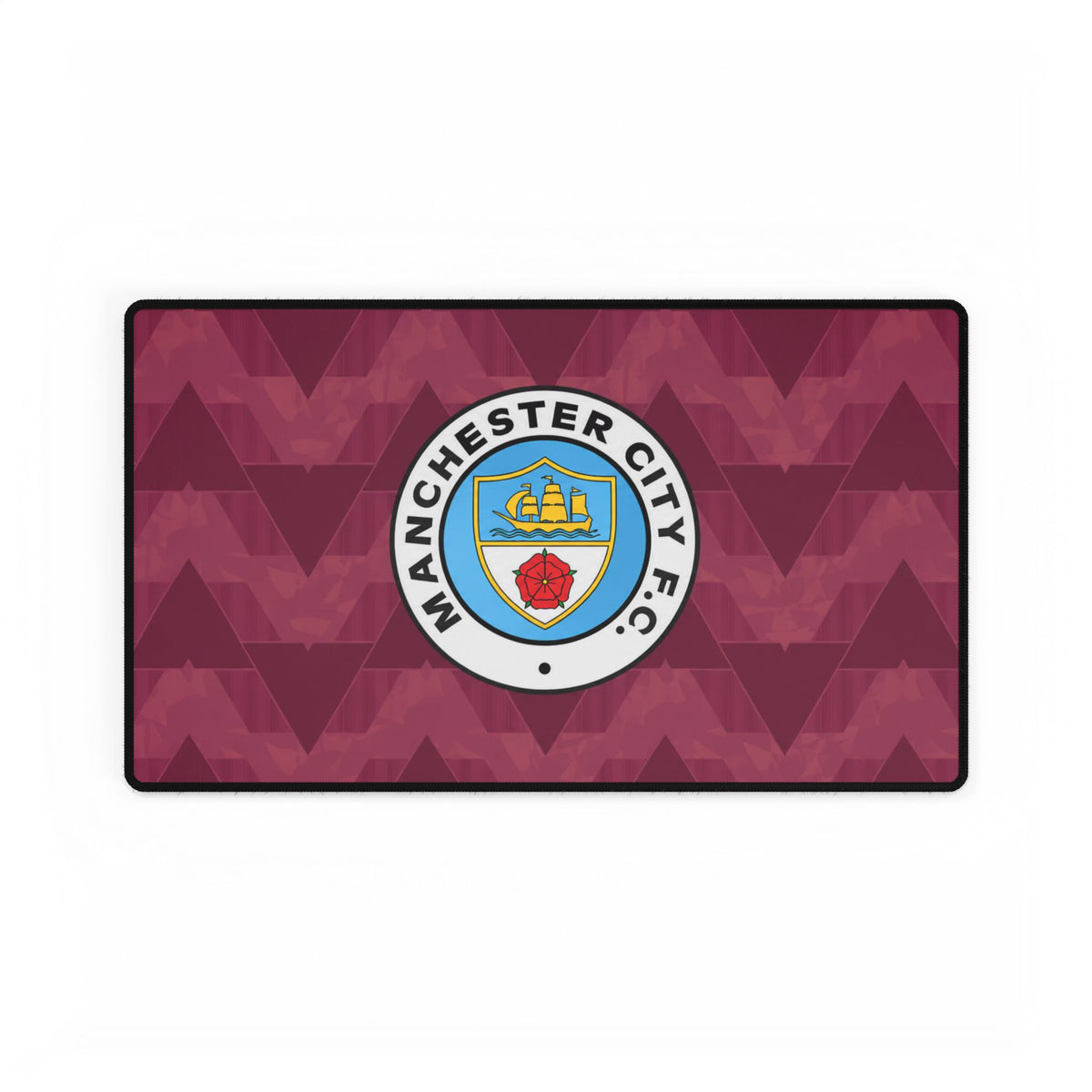 Manchester City REtro Shirt / Crest Desk Mat — Burgundy Football Gaming Mousepad