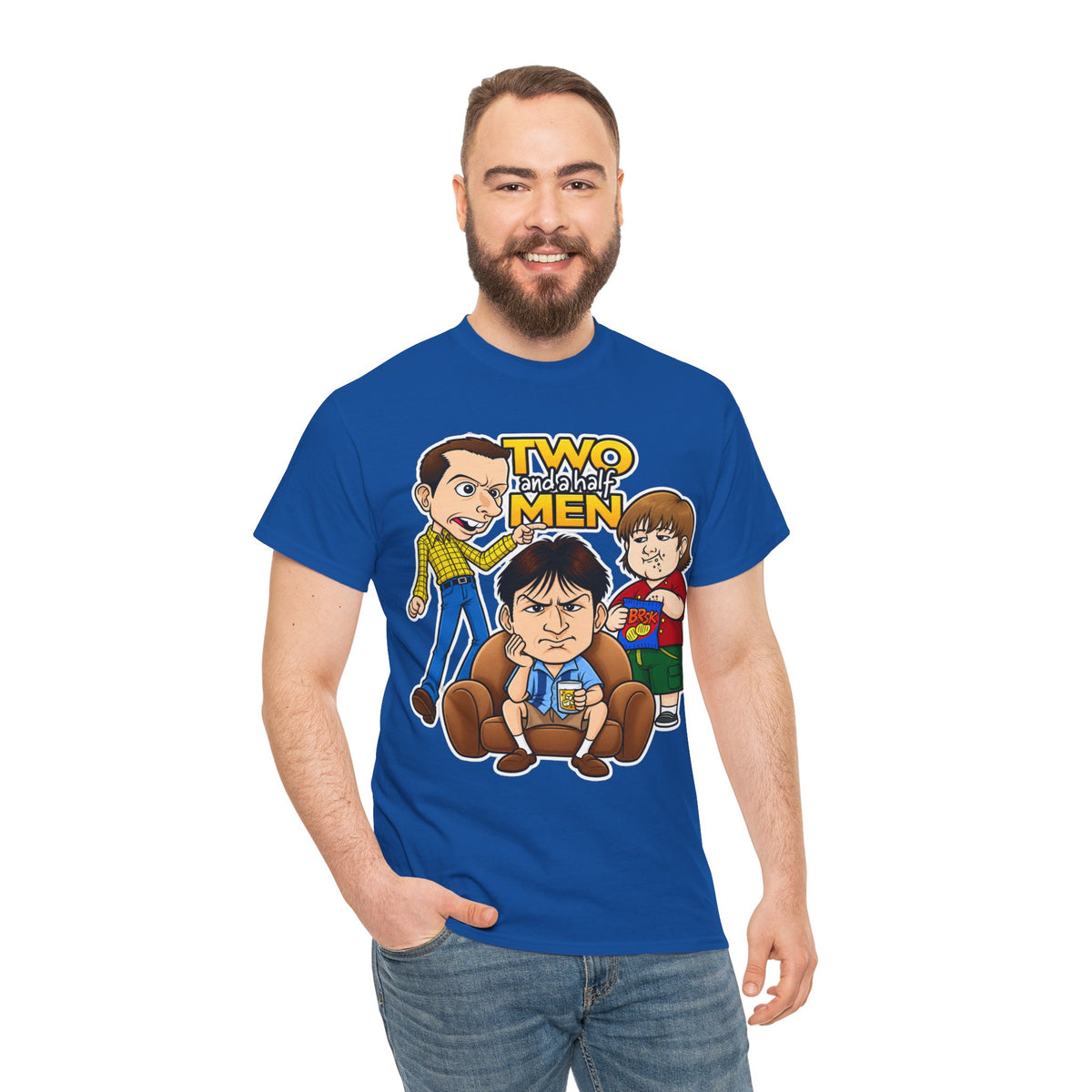Two and a Half Men Inspired Cartoon Tee — Retro TV Comedy Graphic T-Shirt