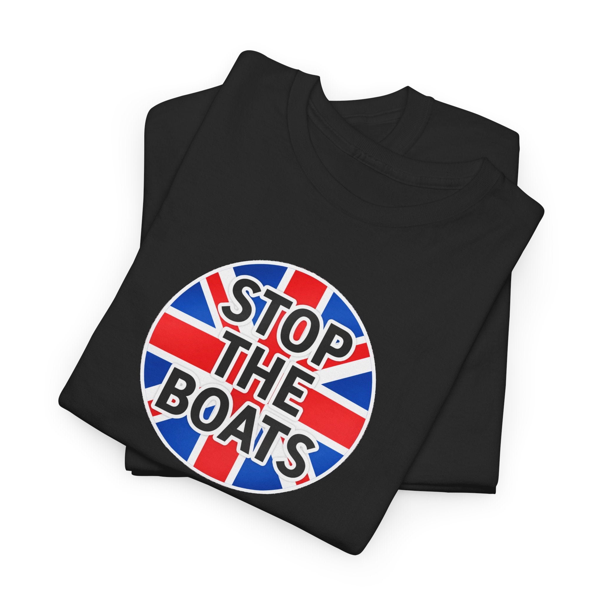 Stop The Boats Union Jack Protest Cotton T-Shirt / Tee