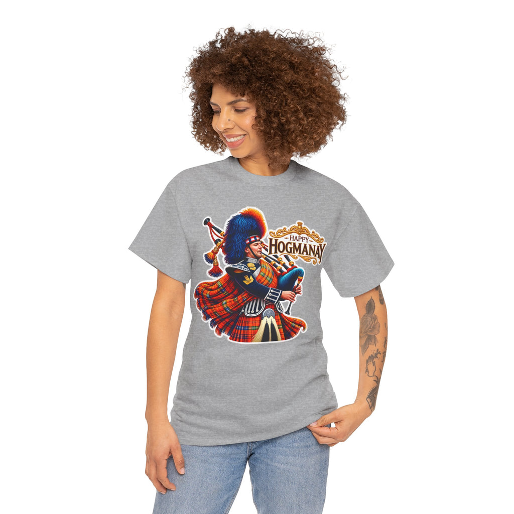 Hogmanay Bagpiper T‑Shirt — Happy Hogmanay Scottish New Year Tee