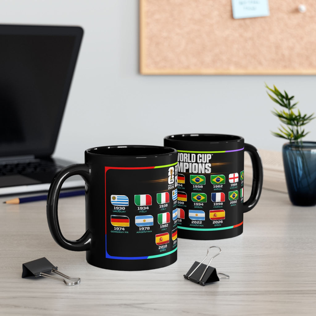 FIFA World Cup Champions Black Mug – All Winning Nations Timeline (11oz/15oz)