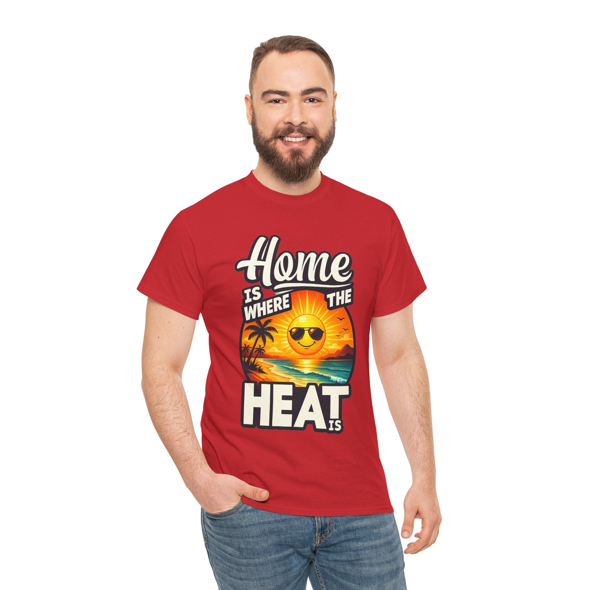 Home Is Where The Heat Is T-Shirt — Retro Beach Sunset Tee