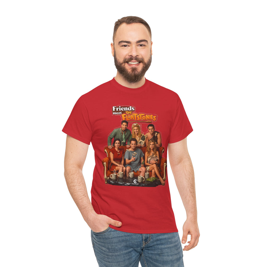 Friends meets the Flintstones TV Sitcom Cast Graphic Tee — 'Friends' Retro Couch Design