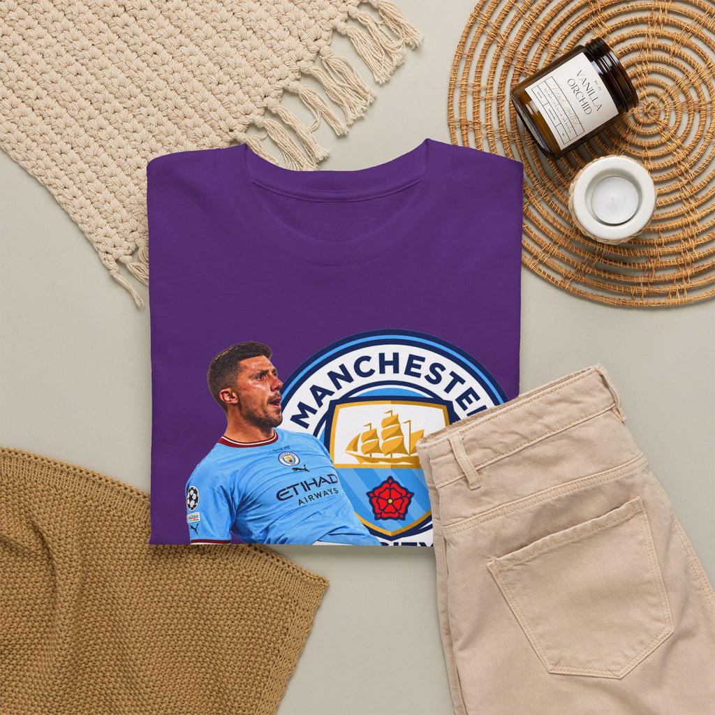 Rodri Manchester City Legend Cotton T-Shirt – Celebratory Slide Graphic Tee