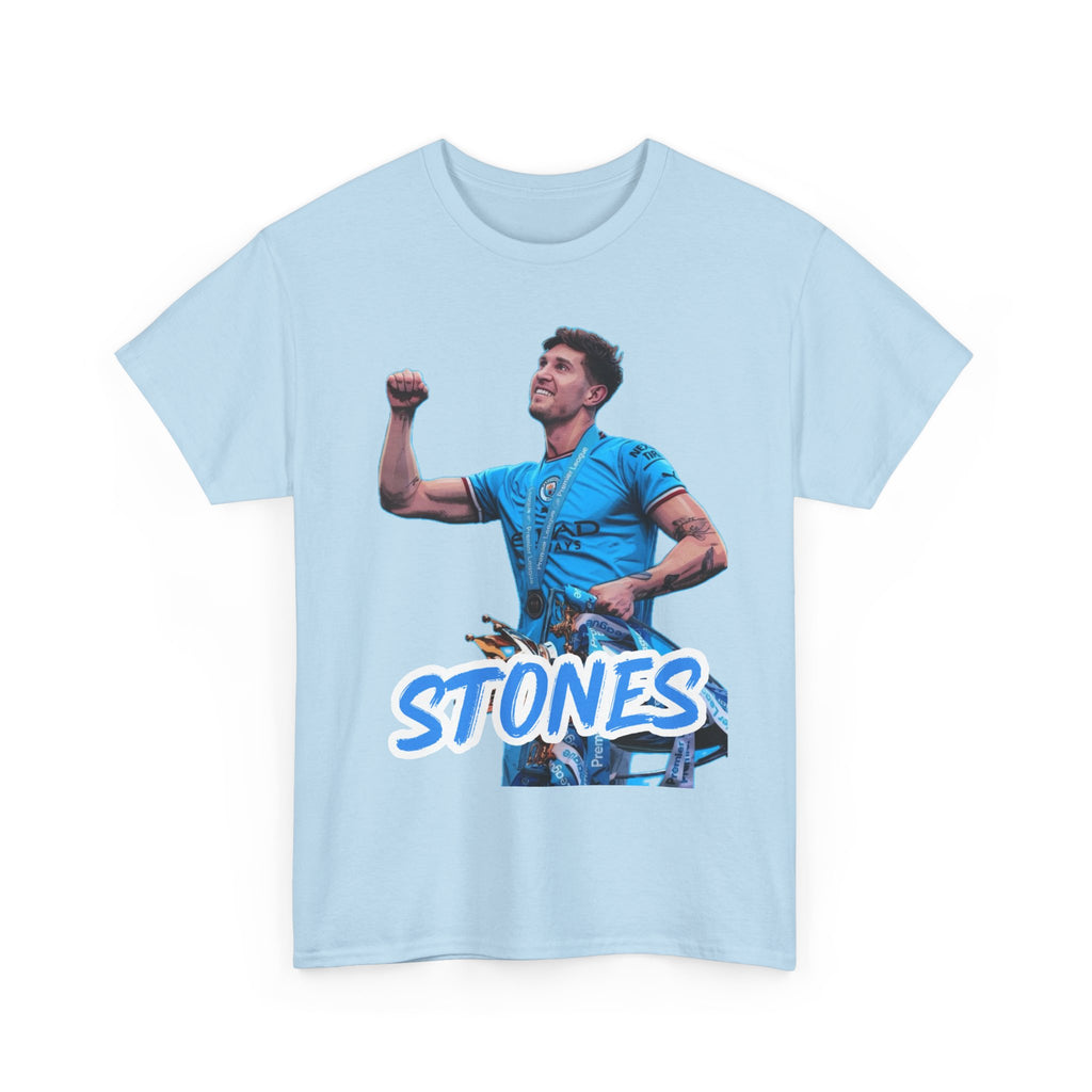 John Stones Manchester City Soccer Fan Tee — Blue Player Graphic T-Shirt