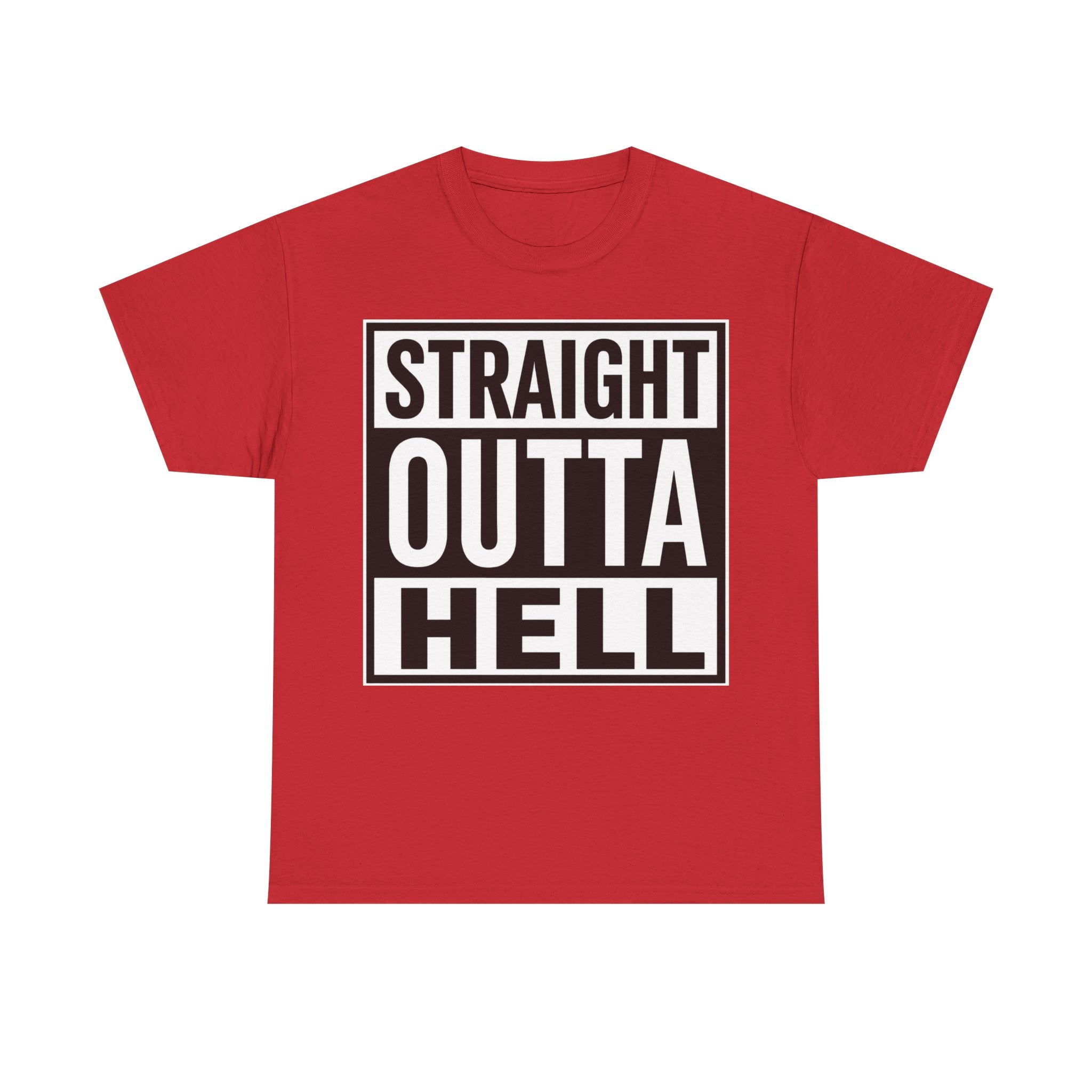 Straight Outta Hell T-Shirt — Bold Gothic Graphic Tee