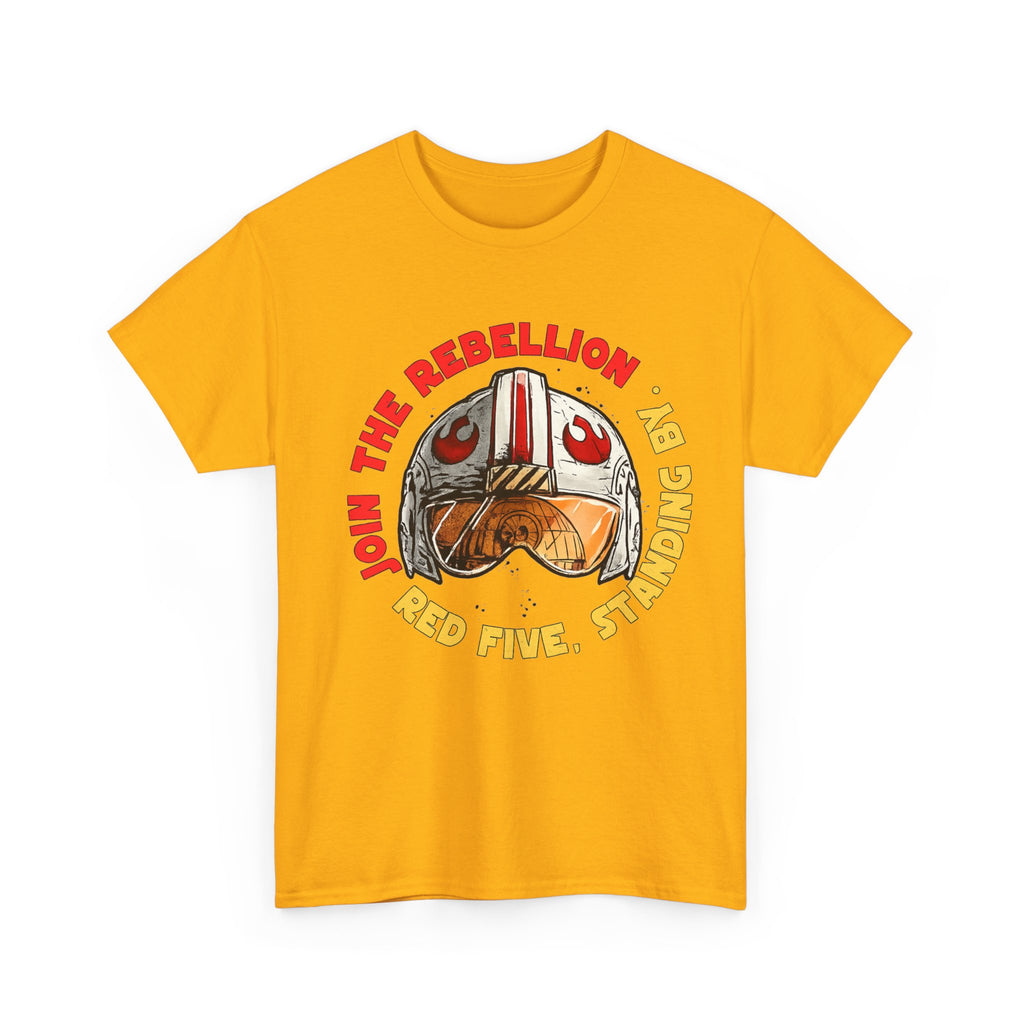 Rebel Pilot T-Shirt — "Join the Rebellion, Red Five" Vintage Helmet Design