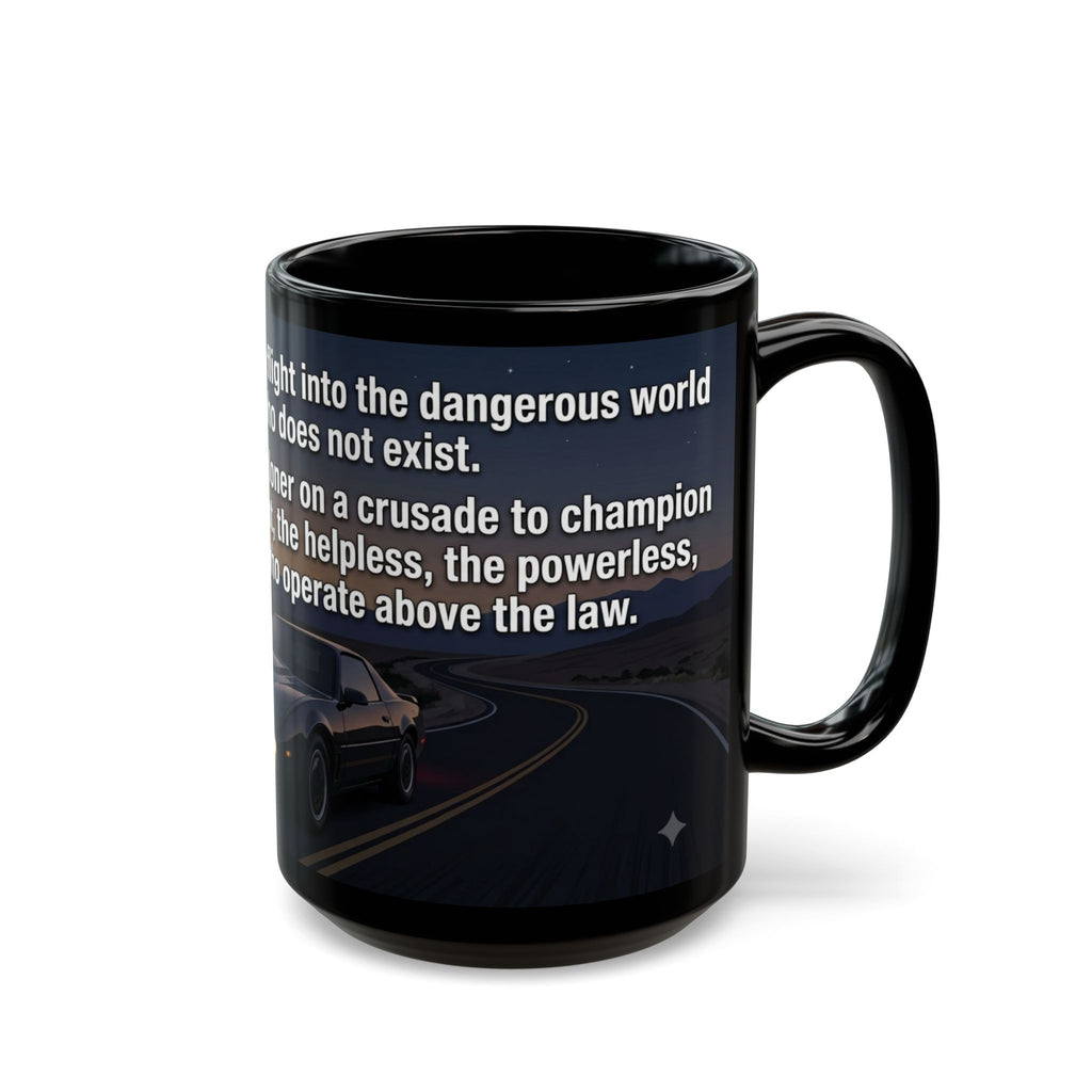 KITT Knight Rider Quote Black Mug — Retro Techno Car Coffee Cup (11oz/15oz)