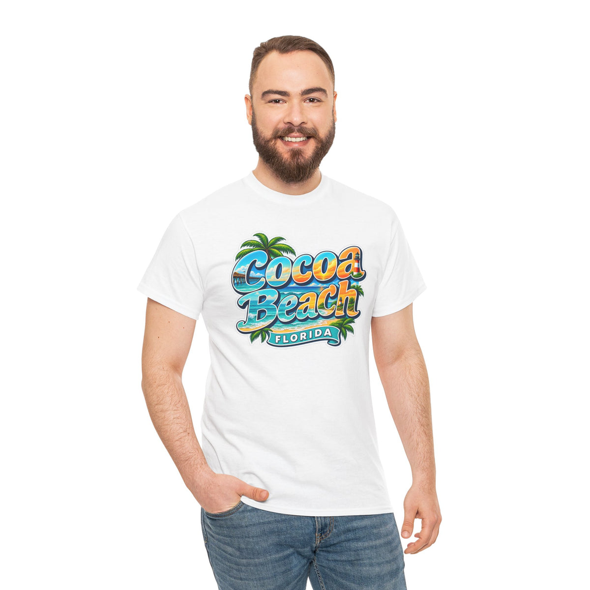 Cocoa Beach Florida Vintage Surf Cotton T-Shirt