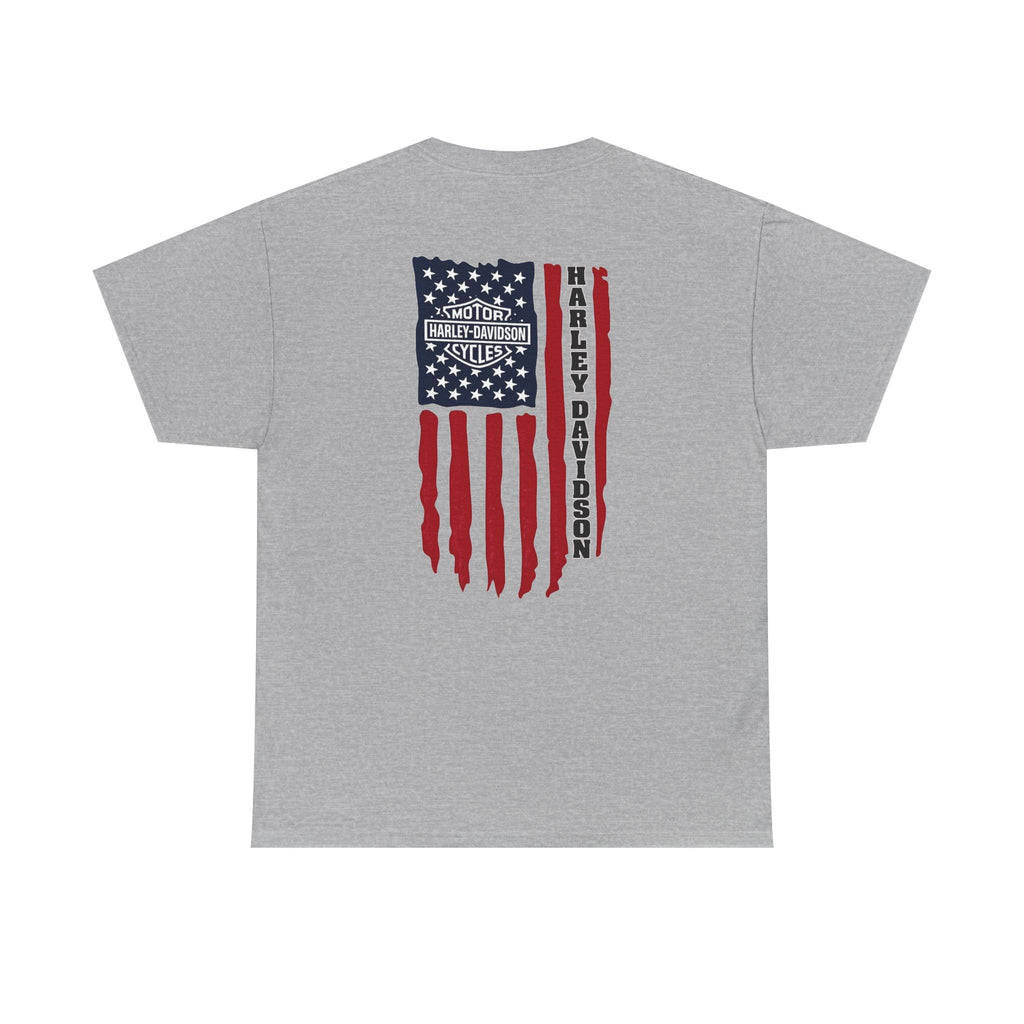Harley-Style Flag Tee — American Motorcycle Logo T-Shirt