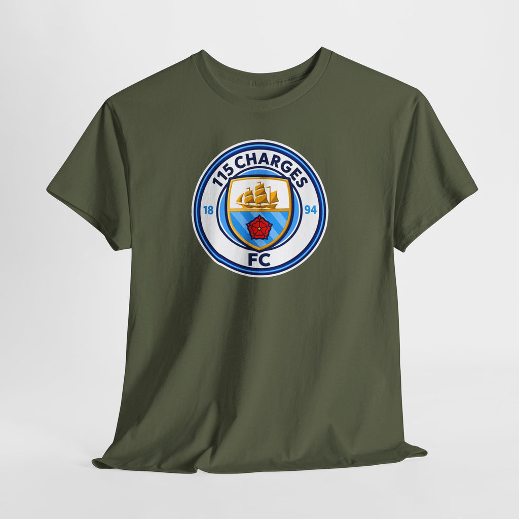115 Charges FC Crest Cotton Tee — Vintage Blue Club Logo T-Shirt