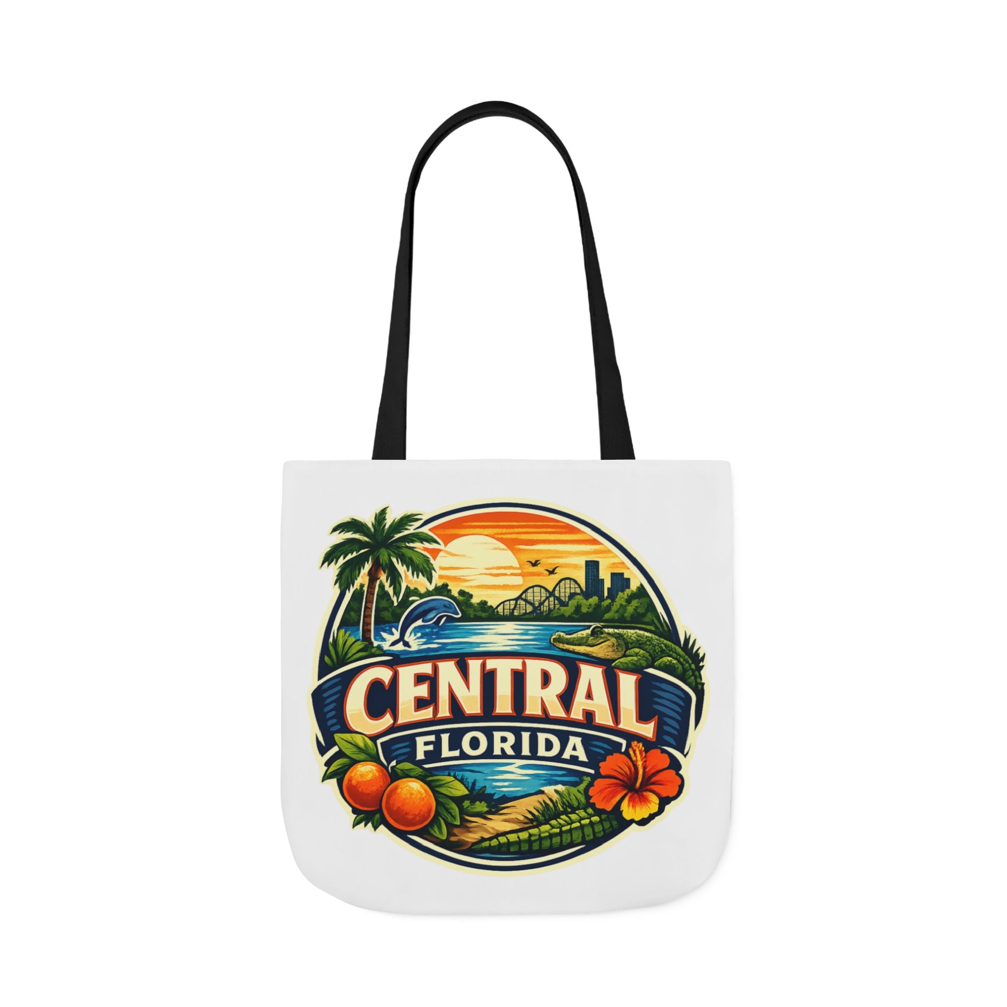 Central Florida Canvas Tote Bag — Vintage Sunset Palm Beach Market Tote
