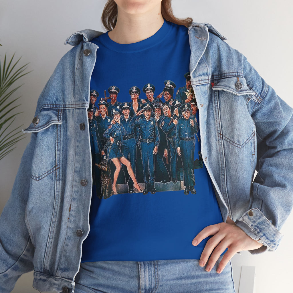 Police Academy Movie Inspired Cotton T‑Shirt — Retro Squad Photo Tee