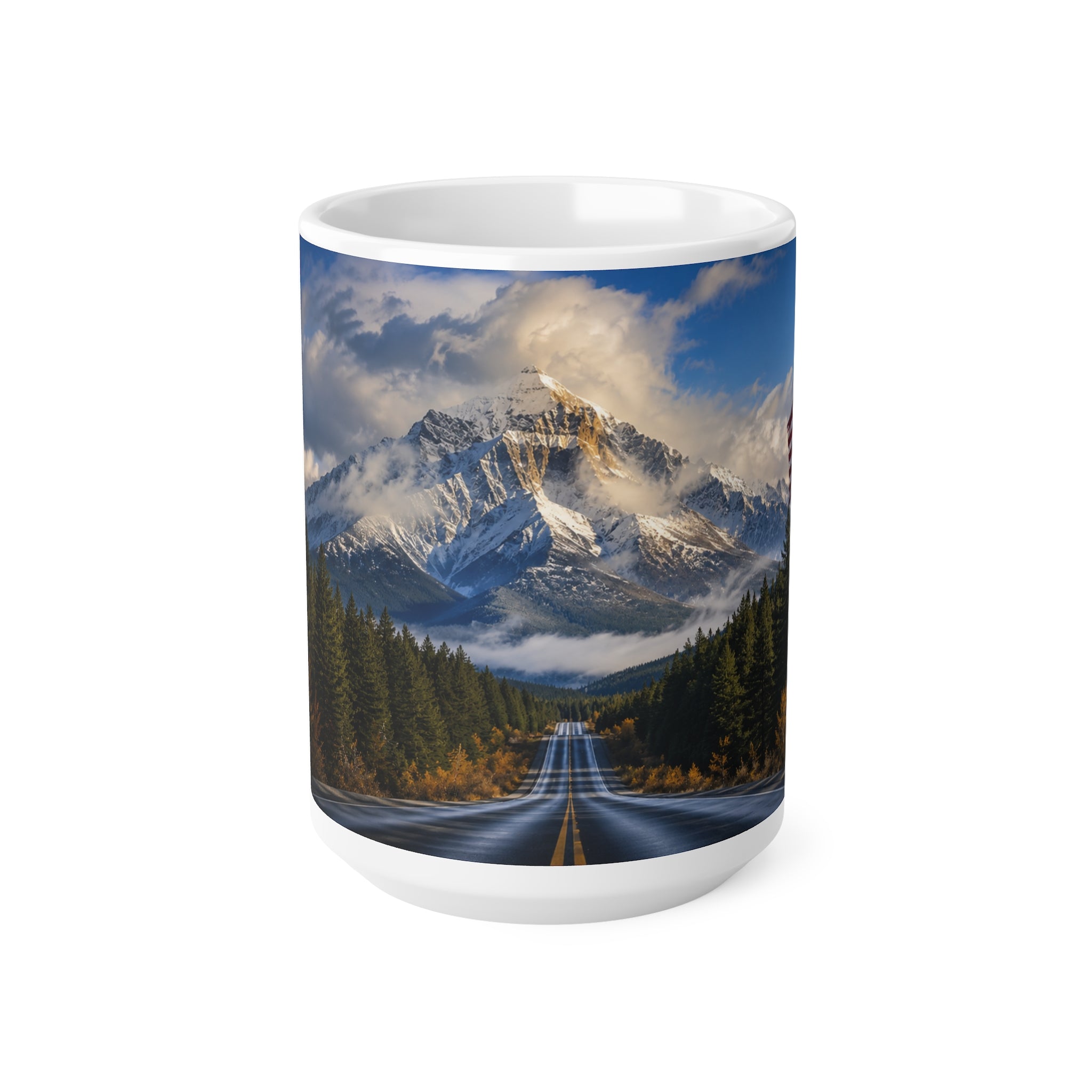 Scenic US Mountain Road Ceramic Coffee Mug — 11oz & 15oz