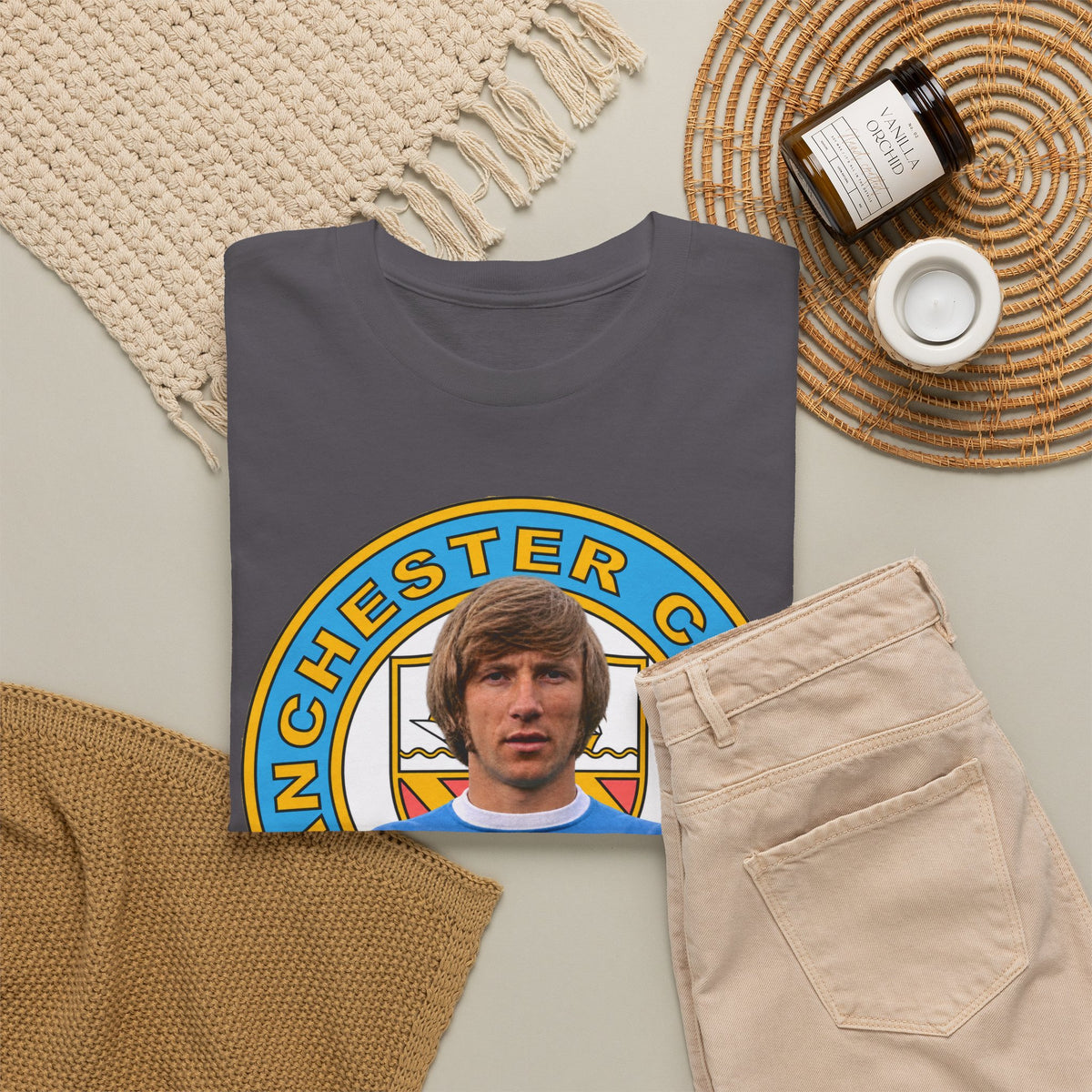 Colin Bell Manchester City Legend Cotton Tee — Retro Player Graphic