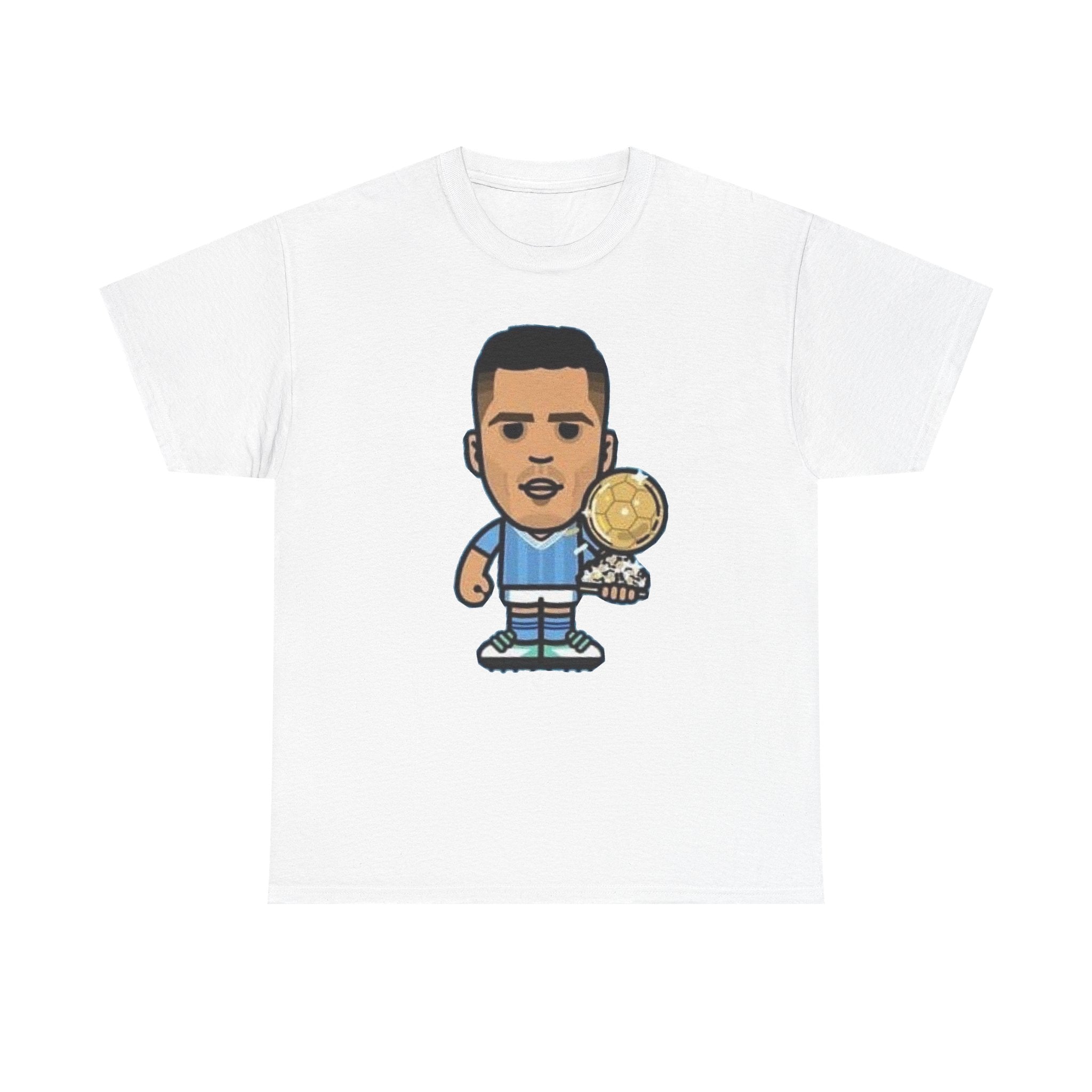Rodri Manchester City Cartoon Tee — Player Holding Trophy Graphic Shirt