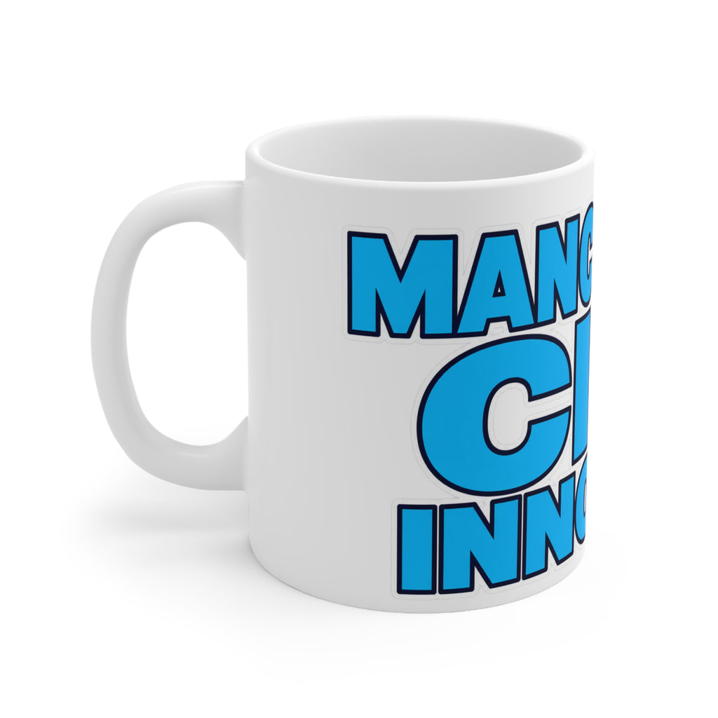 Manchester City Innocent Coffee Mug — Bold Blue Typography 11oz/15oz
