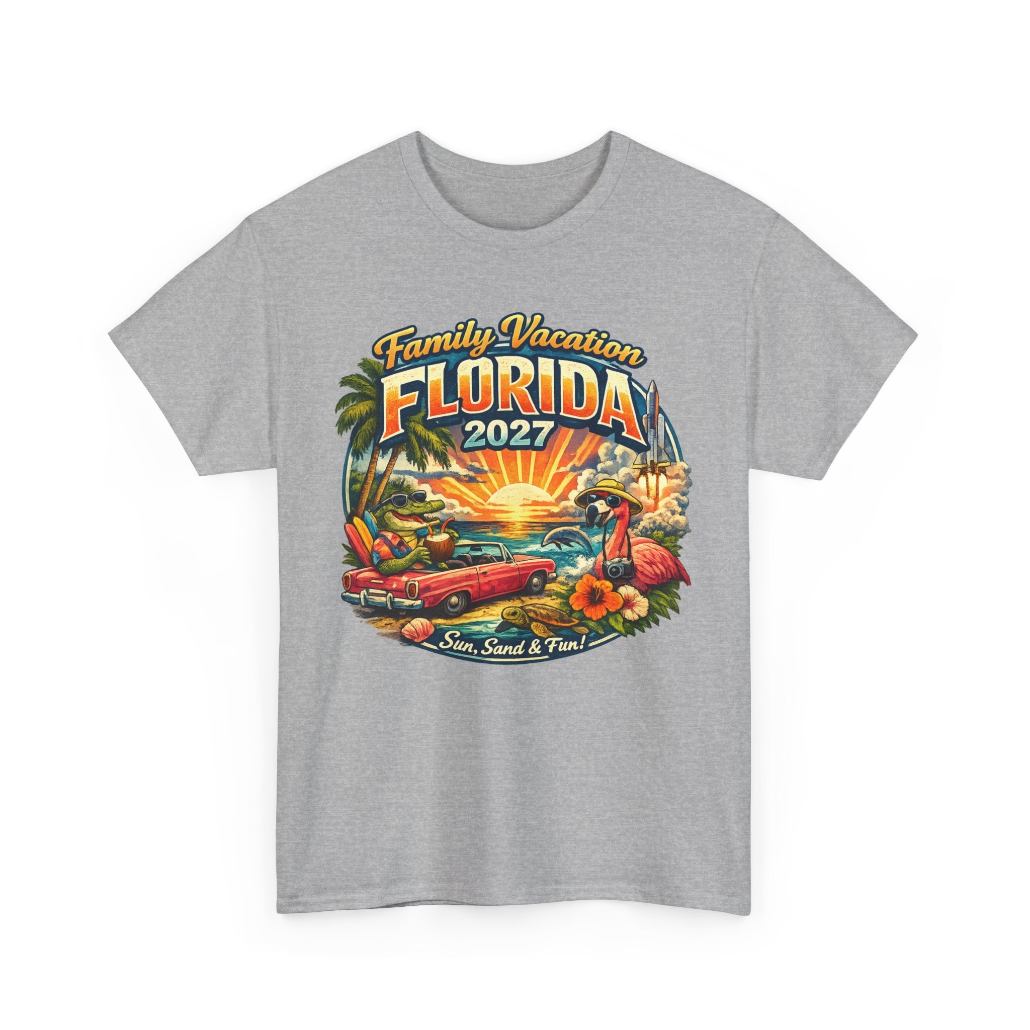 Florida Family Vacation 2027 T-Shirt — Retro Sunset Beach Design