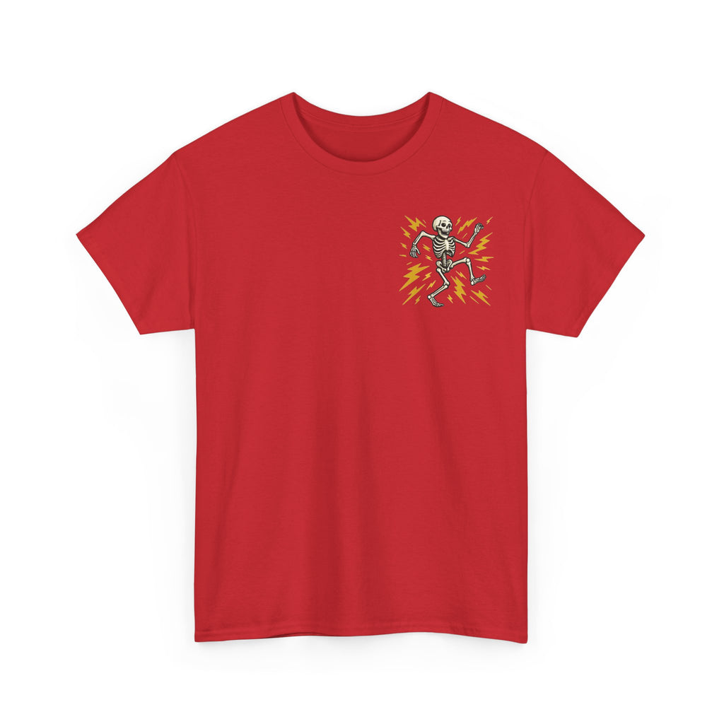 Electrician Skeleton Tee — "I'm an Electrician: If I Dance Without Music, Shut the Main Breaker Off"