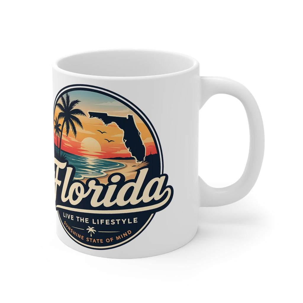 Florida Sunset Coffee Mug — Retro Palm Beach Ceramic Cup (11oz & 15oz)