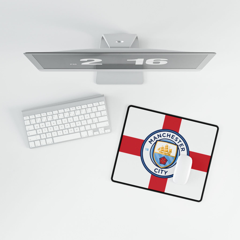 Manchester City St George Flag Desk Mat — Large Football Club Gaming Mouse Pad
