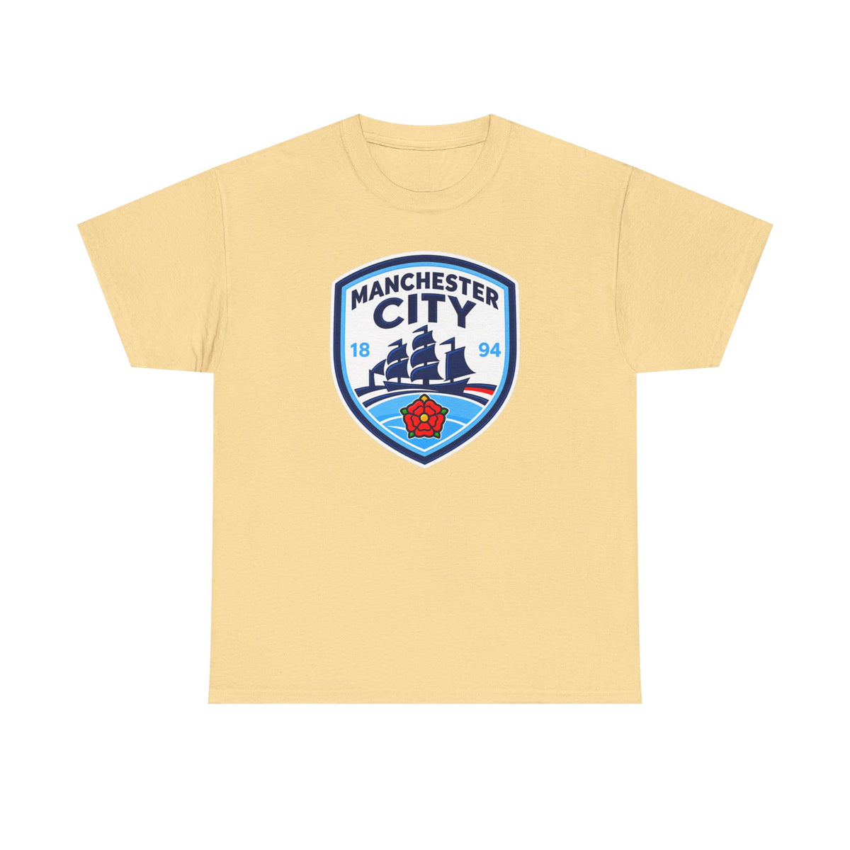 Manchester City Inspired Crest Cotton T-Shirt