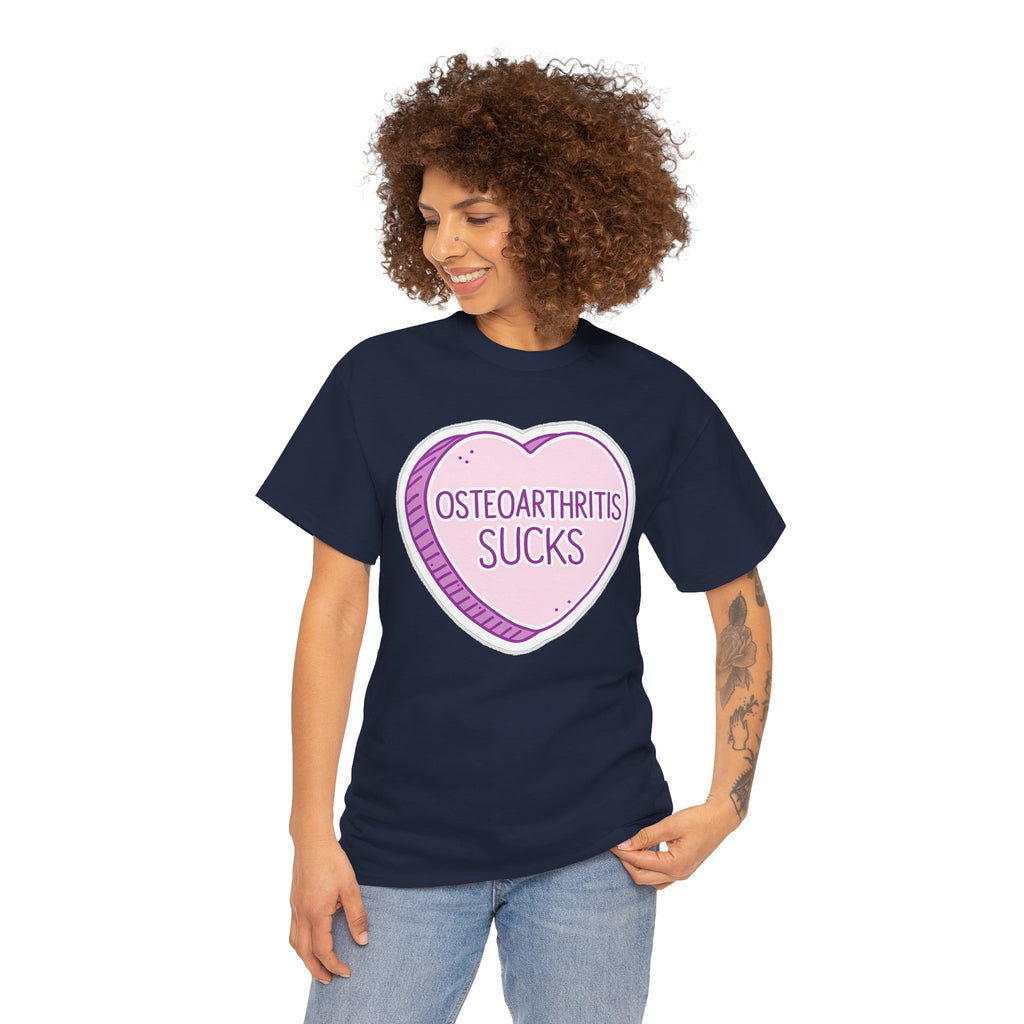 Osteoarthritis Sucks T-Shirt — Pink Heart Awareness Tee