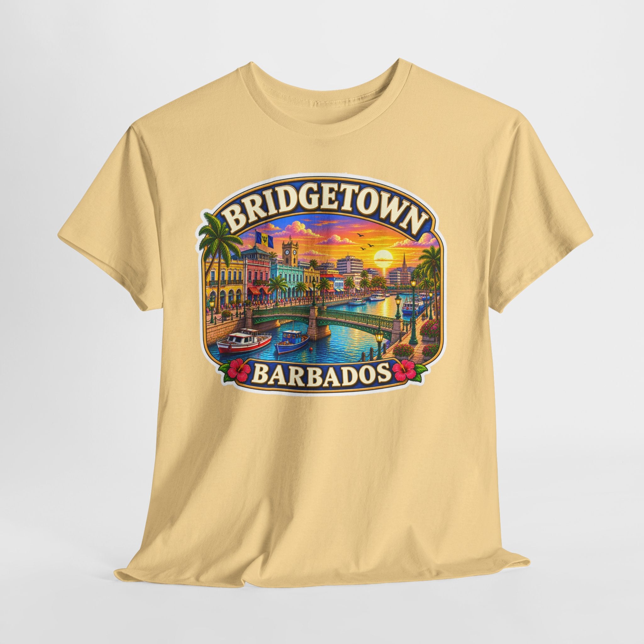 Bridgetown Barbados Vintage Sunset Tee — Caribbean Travel Souvenir T-Shirt